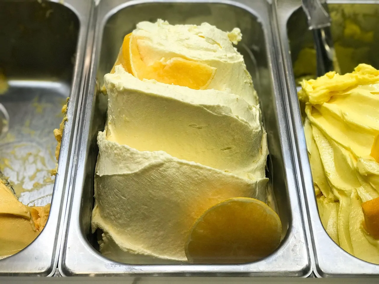 Ice cream shop counter and display