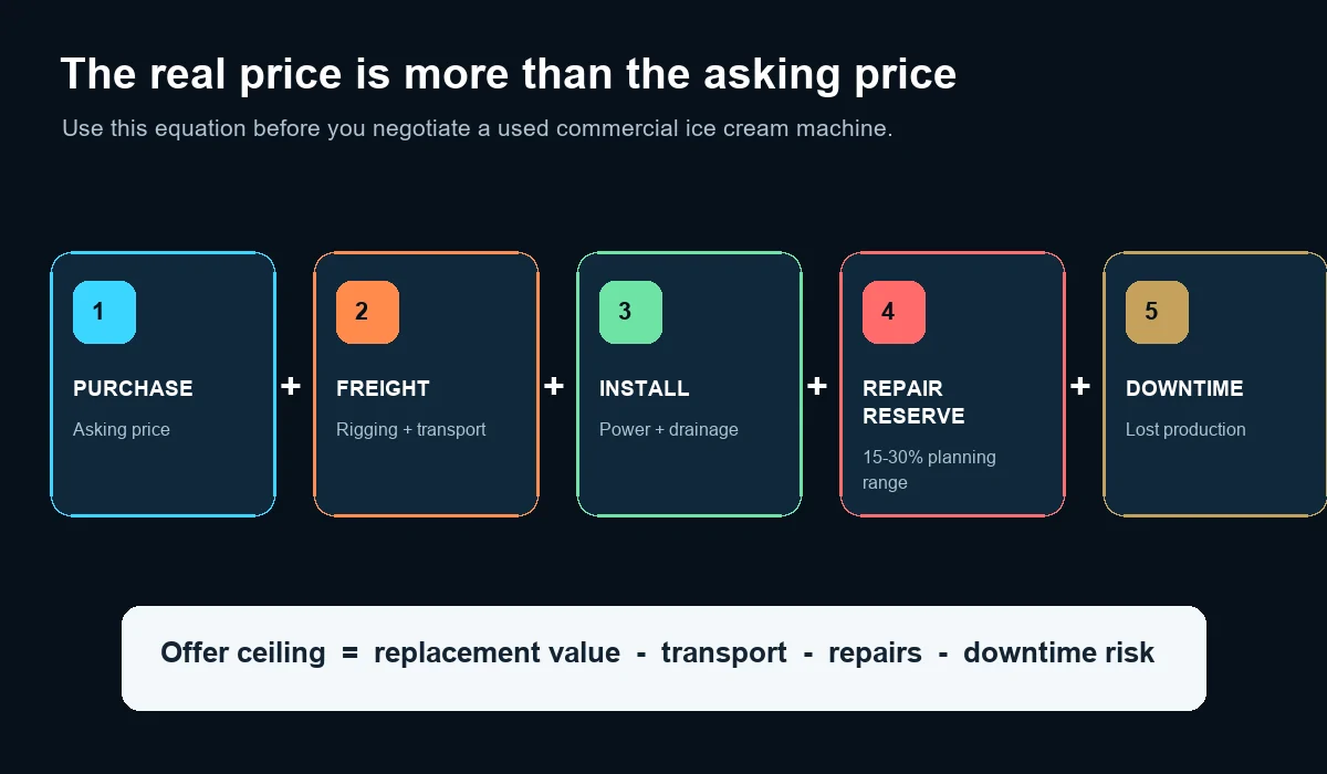 Formula for calculating the real cost of a used commercial ice cream machine