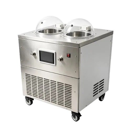 Commercial ice cream machine with four open bowls